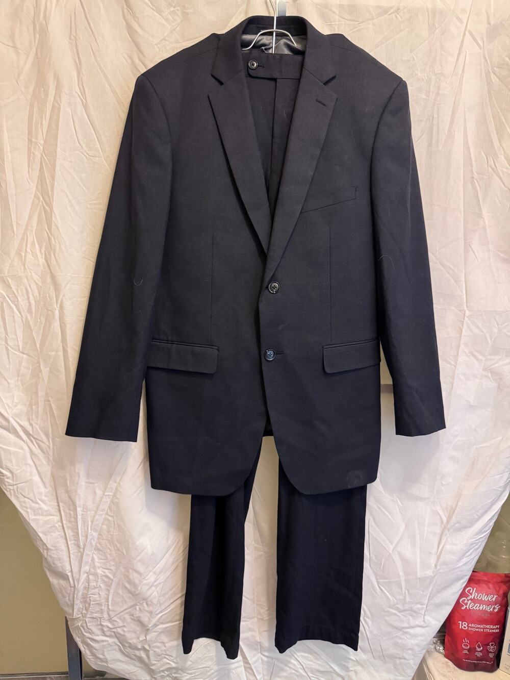Perry Ellis Portfolio Suit Mens 40R Slim Fit Navy Blue Jacket 34x32 Pants